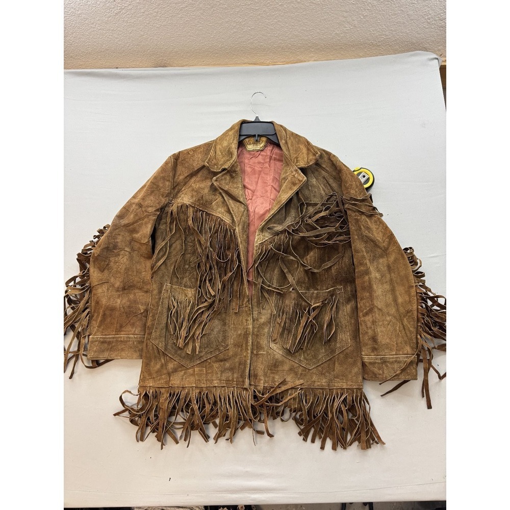 Vazquez Vintage 60s Brown Suede Leather Fringe Western Jacket Womens M Mexico